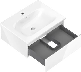 Mexen Orio, kúpeľňová skrinka 60 cm s umývadlom Vela, 1 zásuvka, biela lesklá, 91A10-06023-1-BF00-W23M00