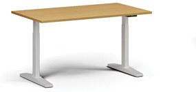 Výškovo nastaviteľný stôl, elektrický, 675-1325 mm, doska 1400x800 mm, biela podnož, buk