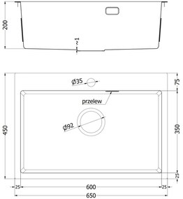 Mexen Solix, 1-komorový nerezový drez 650 x 450 mm, brúsená oceľ, 6403651000-01