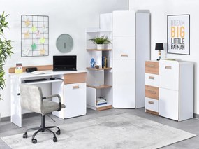 Kancelárska zostava TRACEY biela + prírodný dub