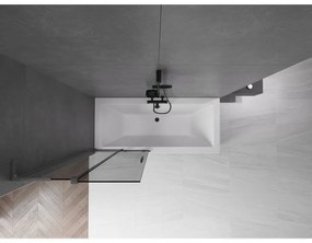 Mexen Velar L, 2-krídlová posuvná vaňová zástena 85 x 150 cm, 8mm šedé sklo, brúsený grafit, 896-085-003-41-66