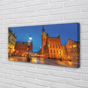 Obraz na plátne Gdańsk Staré Mesto v noci kostol 120x60 cm