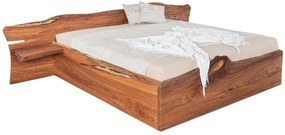 Masívna designová posteľ ELBIANA s úložným priestorom z brestového dreva, 200x160