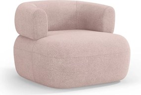 Svetloružové kreslo z textílie buklé Jenny – Micadoni Home