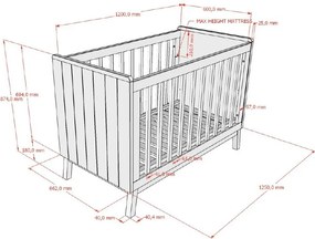 Béžová postieľka z borovicového dreva s nastaviteľnou výškou 60x120 cm Sezane – Vipack