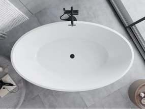 Mexen Nike, voľne stojaca vaňa 175 x 100 cm, biela-čierna, čierny matný prepad, 54071751075-70