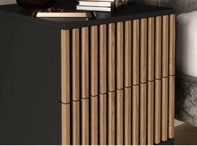 AKCIA Nočný stolík MEORATI 40x40cm, čierna/dub artisan II. akosť