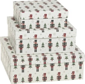 Set 3ks papierová krabica so luskáčikmi – 25*25*9 / 20*20*8/ 16*16*6 cm