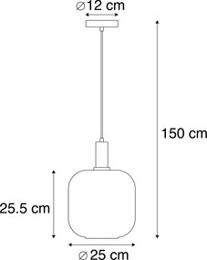 Závesné svietidlo čierne so zlatom a dymovým sklom vrátane PUCC - Zuzanna