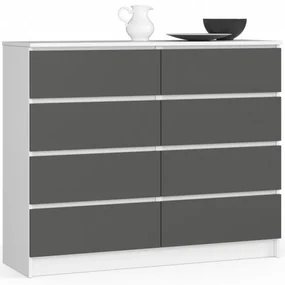 Komoda K120 8SZ CLP biela / sivá