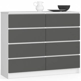 Komoda K120 8SZ CLP biela / sivá