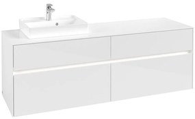 VILLEROY &amp; BOCH Collaro závesná skrinka pod umývadlo na dosku (umývadlo vľavo), 4 zásuvky, s LED osvetlením, 1600 x 500 x 548 mm, Glossy White, C078B0DH