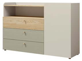 Komoda Yoda 8 (svetlobéžová + dub olejovaný + eukalyptus). Akcia -20%. Vlastná spoľahlivá doprava až k Vám domov. 1087373