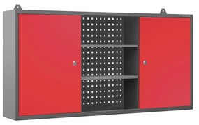 Závesná garážová skrinka BEN, 1200 x 600 x 200 mm, antracitovo červená