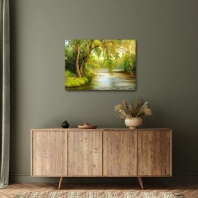 Obraz - Vŕba pri jazere, olejomaľba (70x50 cm)