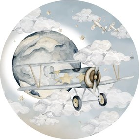 Samolepka do detskej izby lietadlo v kruhu M