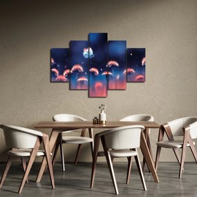 Obraz púpav s modrým motýľom (150x105 cm)