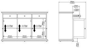 Sivá nízka komoda 144x92 cm Paris – Tvilum