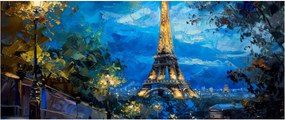 Obraz - Olejomaľba Eiffelovej veže (120x50 cm)