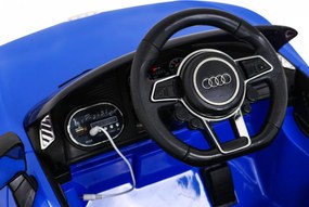 Ramiz Audi R8 batéria pre deti Modrá + Diaľkové ovládanie + EVA + Pomalý štart + MP3 LED