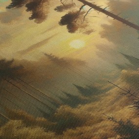 Obraz - Slnko žiariace lesom (90x60 cm)