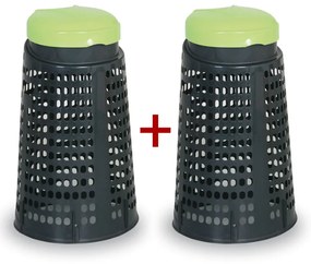 Odpadkový kôš plastový na vrecia 120 L - 1+1 ZADARMO čierny, zelená