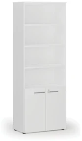 Kombinovaná kancelárska skriňa PRIMO WHITE, dvere na 2 poschodia, 2128 x 800 x 420 mm, biela