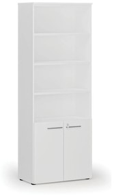 Kombinovaná kancelárska skriňa PRIMO WHITE, dvere na 2 poschodia, 2128 x 800 x 420 mm, biela