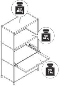 Komoda Kovová komoda »CN3« s výklopnými priečinkami, zelená