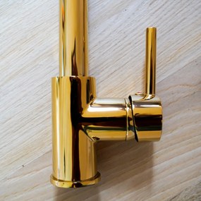 Gamma Spiral, stojanková drezová batéria s elastickou výlevkou, zlatá lesklá, GMA-BSL-GD