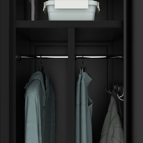 Kovová šatníková skrinka čierna KACPER D600 800 x 1800 x 600 mm