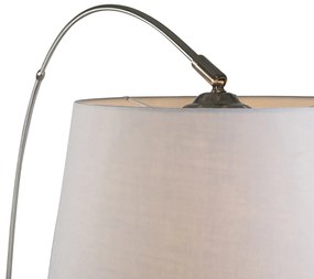 Inteligentná oblúková lampa oceľ s bielym textilným tienidlom vrátane WiFi A60 - Arc Basic