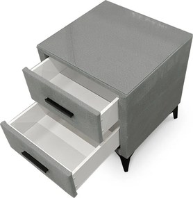 Nočný stolík s 2 zásuvkami Joy, svetlo šedá látka