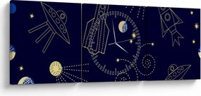 Obraz - Vesmír (s hodinami) (90x30 cm)