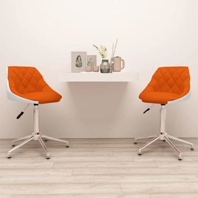 Otočné jedálenské stoličky 2 ks oranžové a biele umelá koža