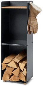 Vysoký regál na krbové drevo s odkladacou plochou