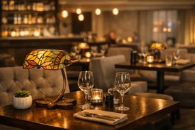 Bank lampa Tiffany vitráž VÁŽKA GREEN Iron Base 28*20 CM