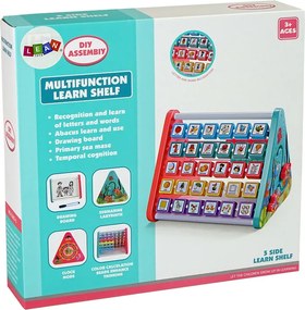LEAN Toys Edukačná polička trojuholník - počítadlo, písmená, predmety, zvieratá