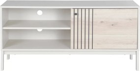 AKCIA TV stolík FROST 120x40 cm biely, dekor dub alpský II. akosť
