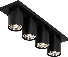 Moderné stropné bodové svietidlo čierne 4-žiarovkové - Tubo
