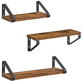 Závesné police, industriálne, 3ks, 11x30/35/40x12cm