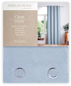 Záves AmeliaHome Clear s priechodkami 140x250 modrý/biely