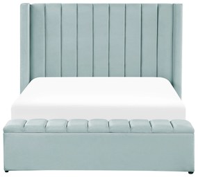 Zamatová posteľ s úložným priestorom 140 x 200 cm mätová zelená NOYERS Beliani