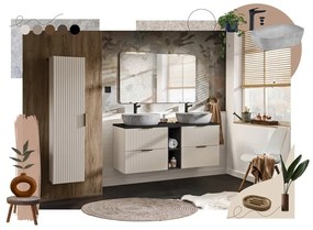 Závěsná skříňka Adele Cashmere s deskou 60 cm kašmírová/dub evoke