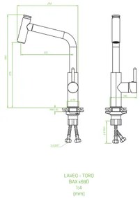 Laveo Toro, kuchynská batéria stojaca h-390, čierna, LAV-BAX_769D