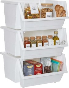 5Five® Sada 3 stohovateľných úložných boxov, STACKEO - biela