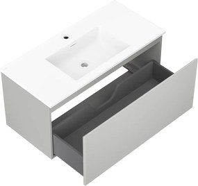 Mexen Orio, kúpeľňová skrinka 100 cm s umývadlom Otis, 1 zásuvka, šedá matná/biela matná, 91A10-10047-1-BF62-W18M01