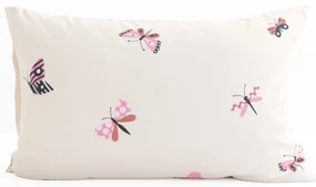 Bavlnená obliečka na vankúš Renforcé 40 × 60 cm – Motýlci béžová