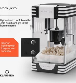 Klarstein Volcano, popkornovač, 300 W, 60 g/4 min, hrniec z nehrdzavejúcej ocele, retro dizajn