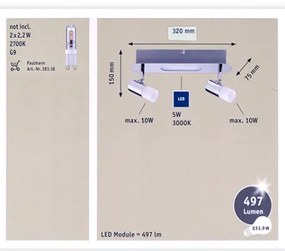 Paulmann 66647 - LED Bodové svietidlo 2xG9/10W/230V + LED/5W